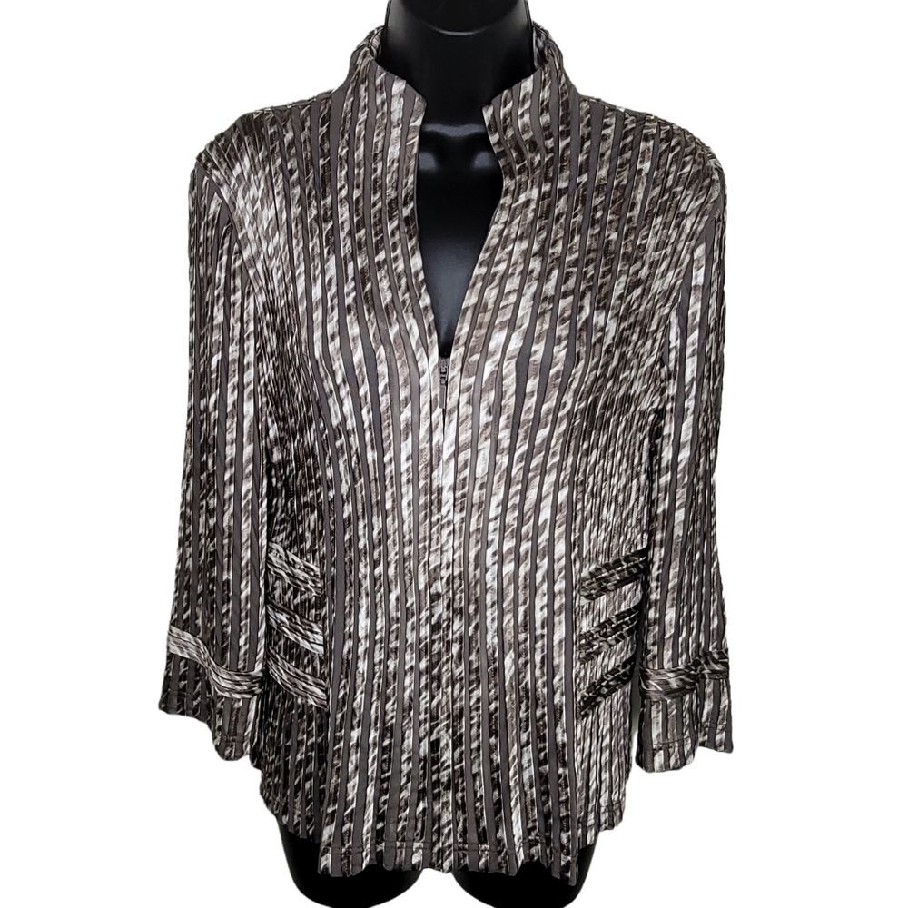 Chico's ribbon & mesh light weight jacket topper 0 (Small)